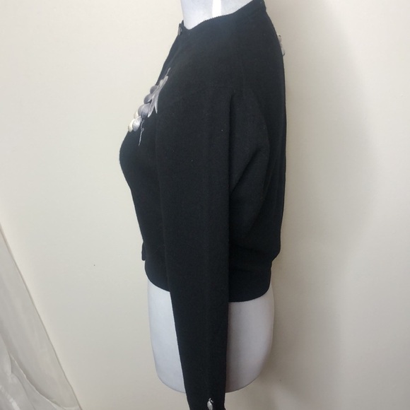 Charles & co. Black and silver embroidered floral sweater size small - Picture 4 of 10